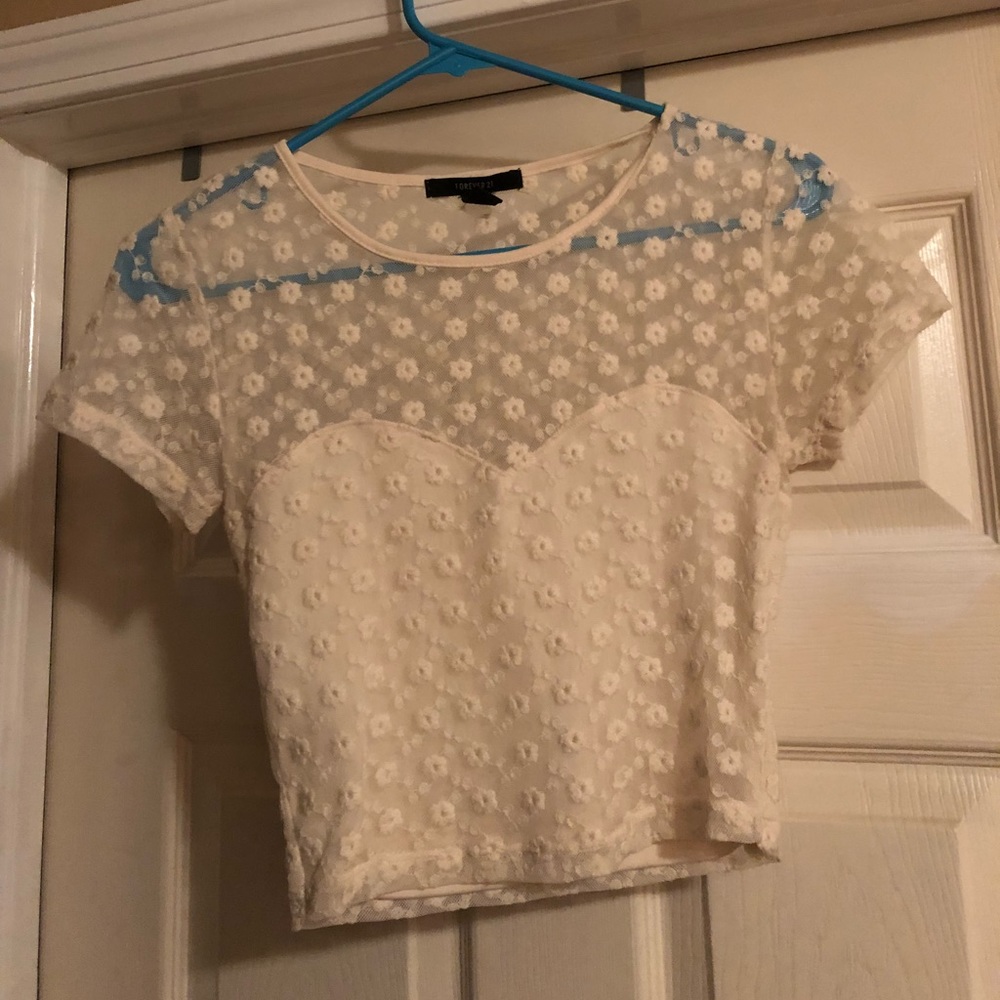 F21 white crop top